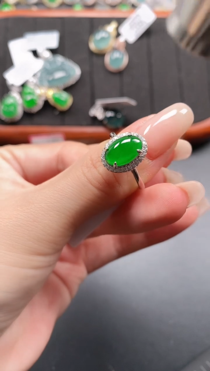 银S925镶嵌戒指翡翠111