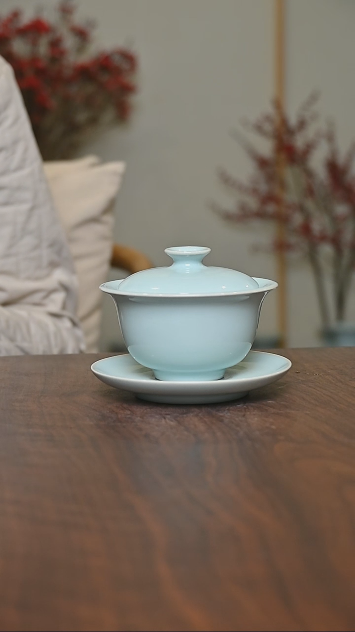 【闪购商品】其他手拉元宝盖碗120毫升天青釉 朱法喜款