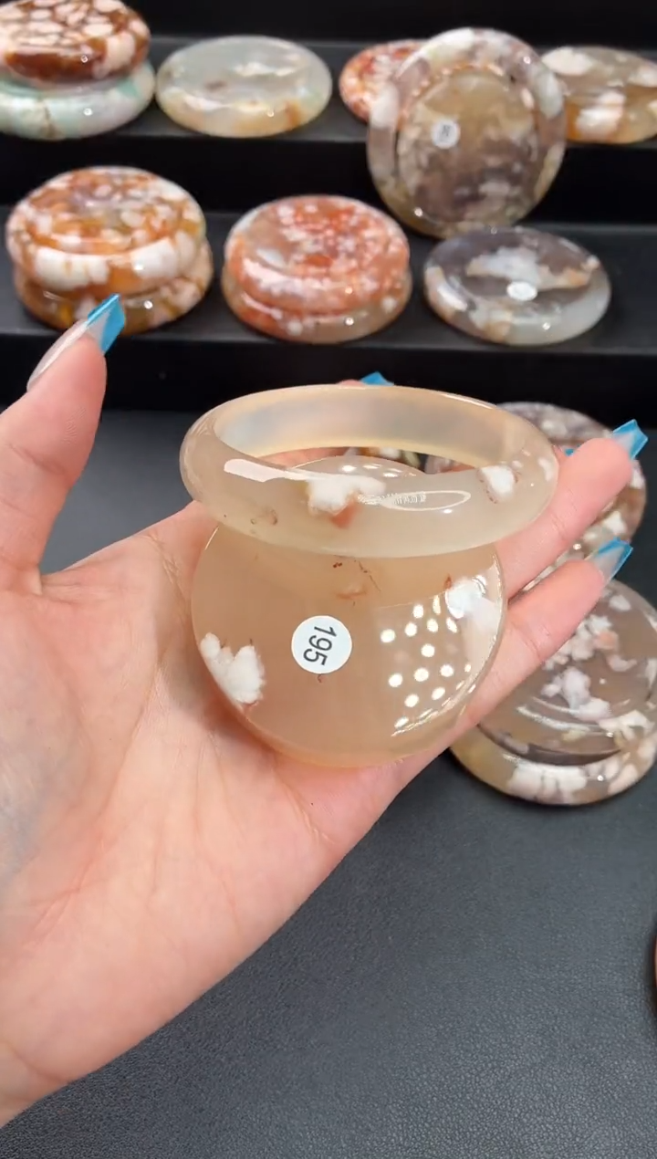 手镯玛瑙/玉髓未镶嵌石英质玉57圈55/56/57带(赠送镯心)