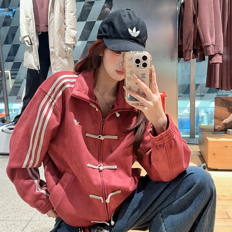 adidas时尚秋冬秋季休闲新中式唐装款式外套男女同款 KR0294 2