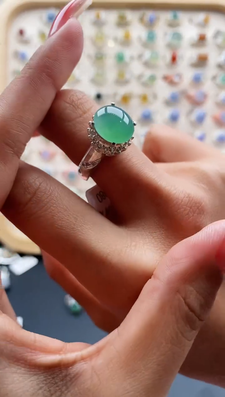 【闪购商品】翡翠戒指未镶嵌缅甸天然A货翡翠555 5+7