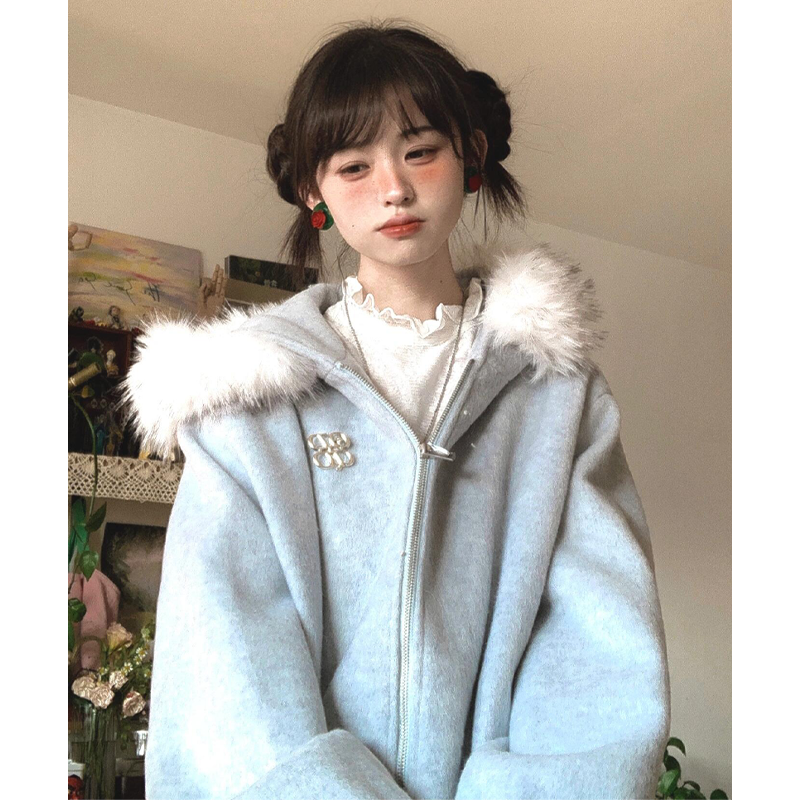 毛领棉服外套女2025冬季新款韩系宽松加厚棉袄小个子保暖连帽棉衣