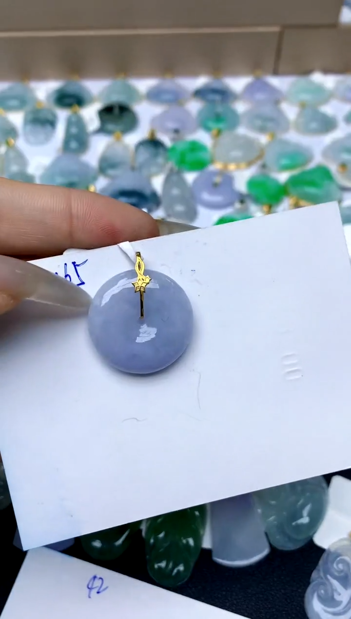 【闪购商品】翡翠颈饰18K金镶嵌42天然A货翡翠