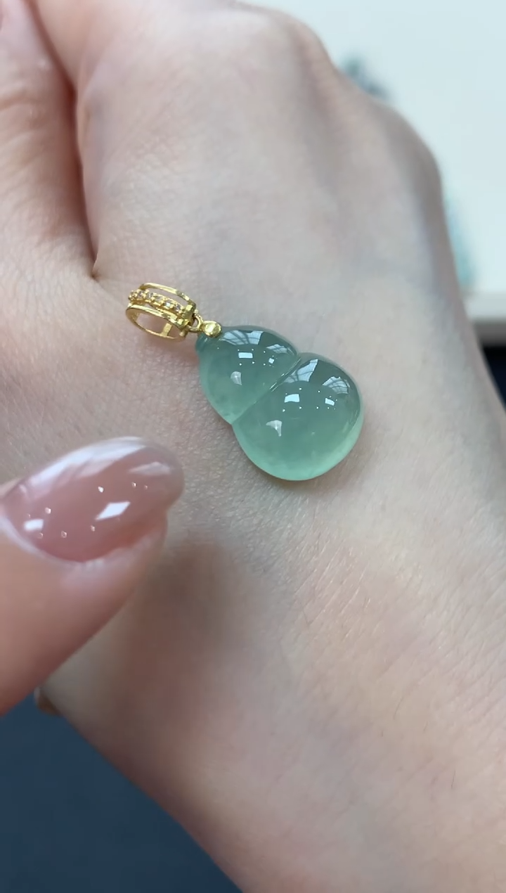 翡翠18K金镶嵌吊坠(不含链)（多样性发其一）葫芦380