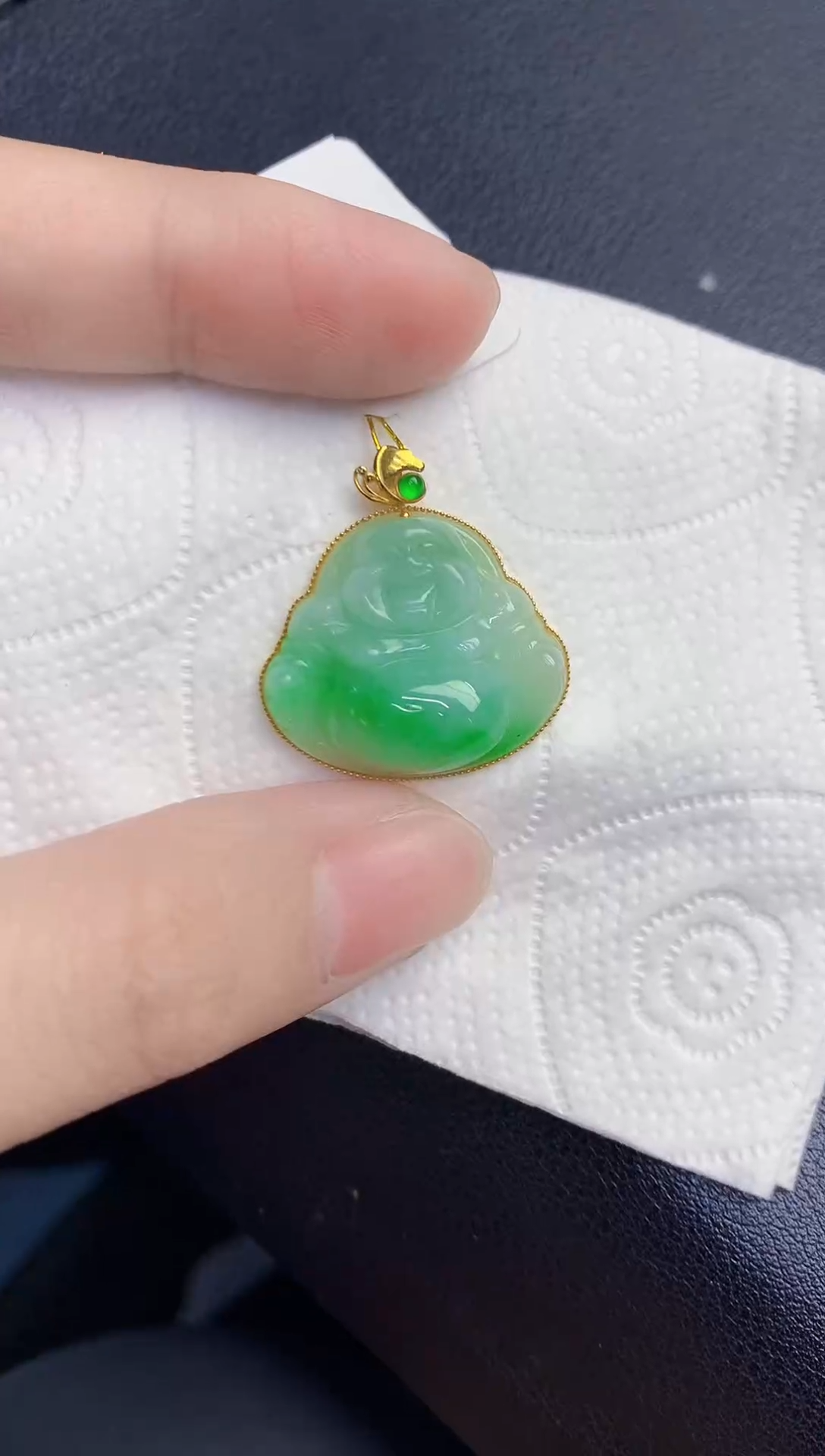 颈饰18K金镶嵌翡翠天然翡翠缅甸A货