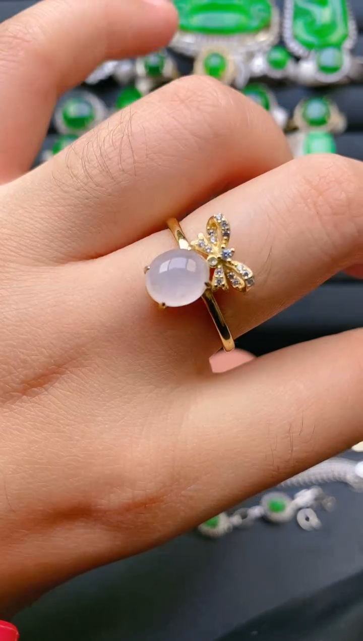 【闪购商品】翡翠戒指银S925镶嵌天然A货翡翠1