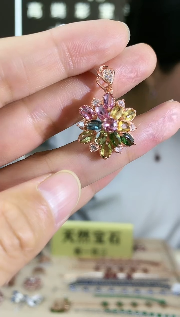 【闪购商品】碧玺颈饰银S925镶嵌颈饰