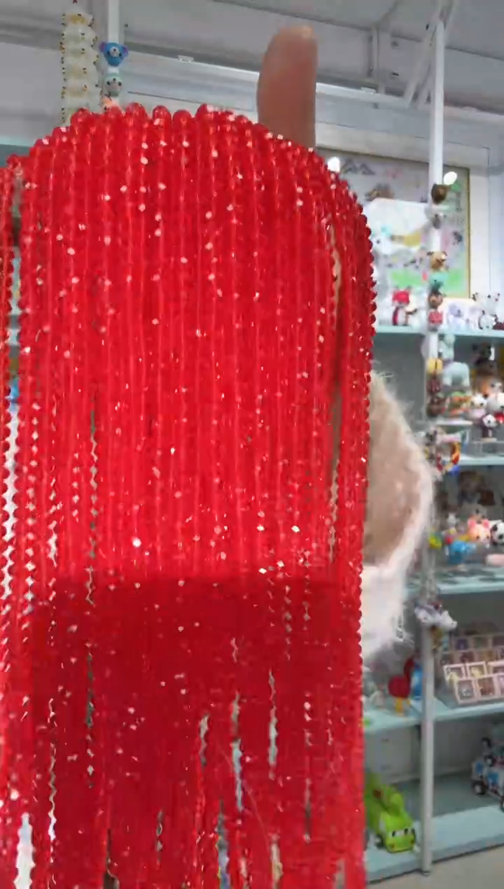 琉璃1320卡4水晶扁10条本色透大红