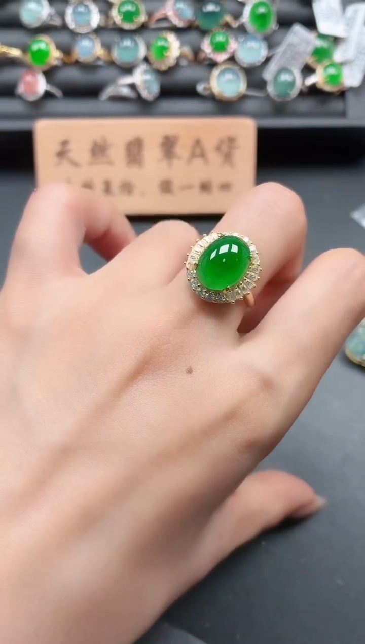 银S925镶嵌戒指翡翠111