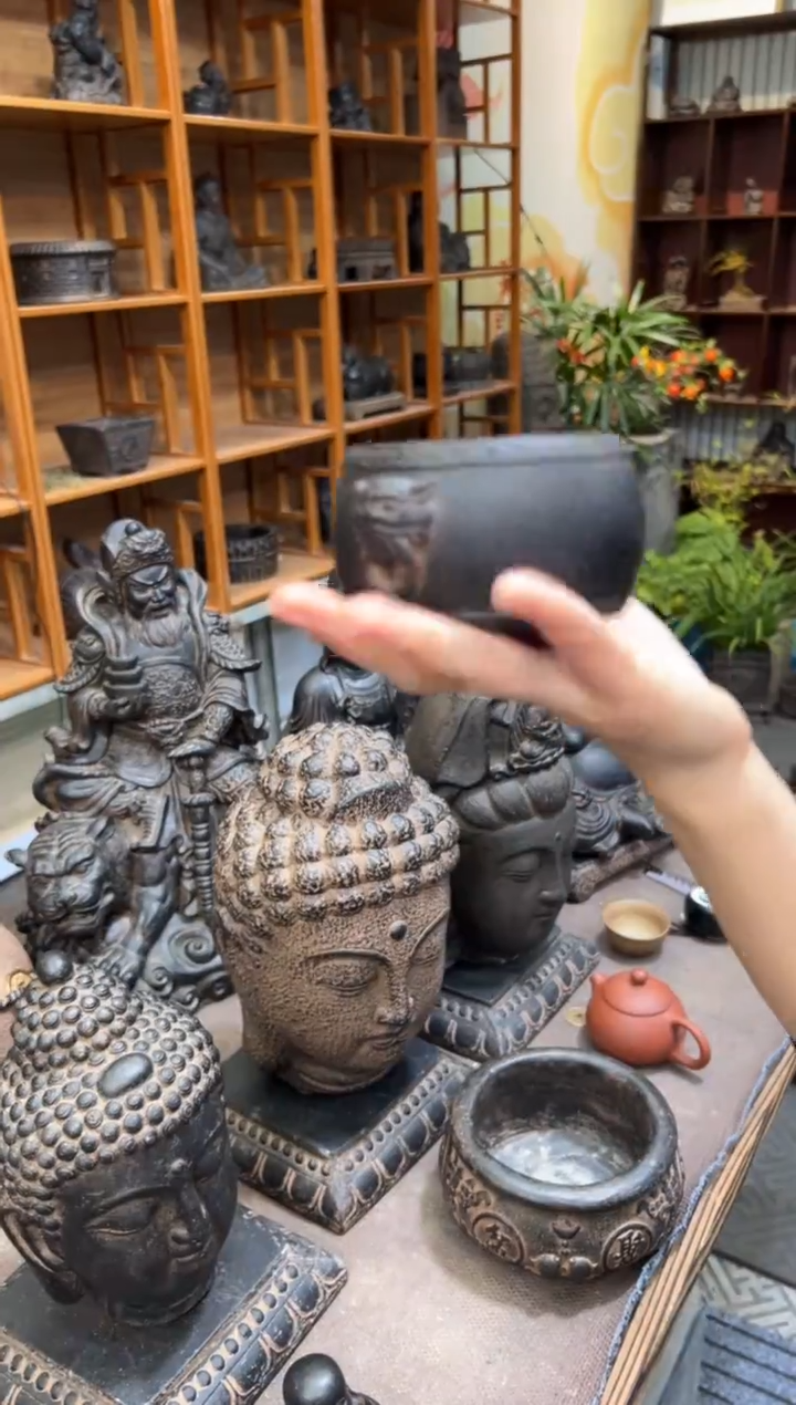 陶土【火山泥】兽头小鼓