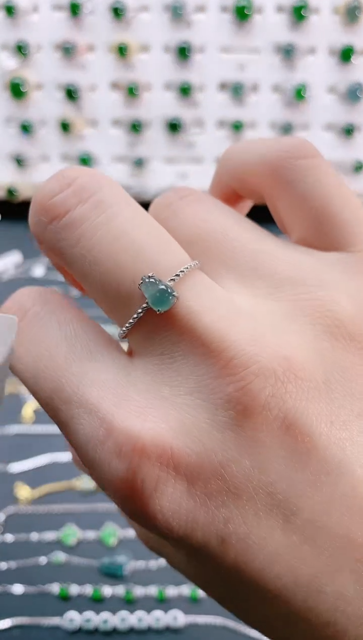 【闪购商品】翡翠戒指银S925镶嵌天然翡翠