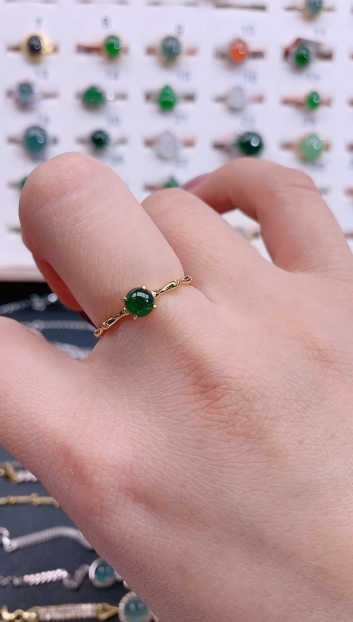 银S925镶嵌戒指翡翠天然翡翠