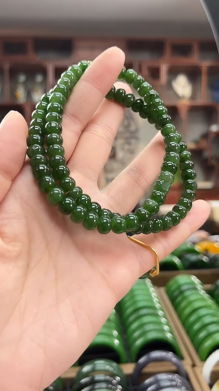 颈饰未镶嵌和田玉算盘珠 微瑕 