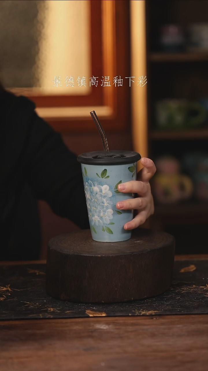 陶瓷景德镇高温釉下手绘陶瓷@L245@