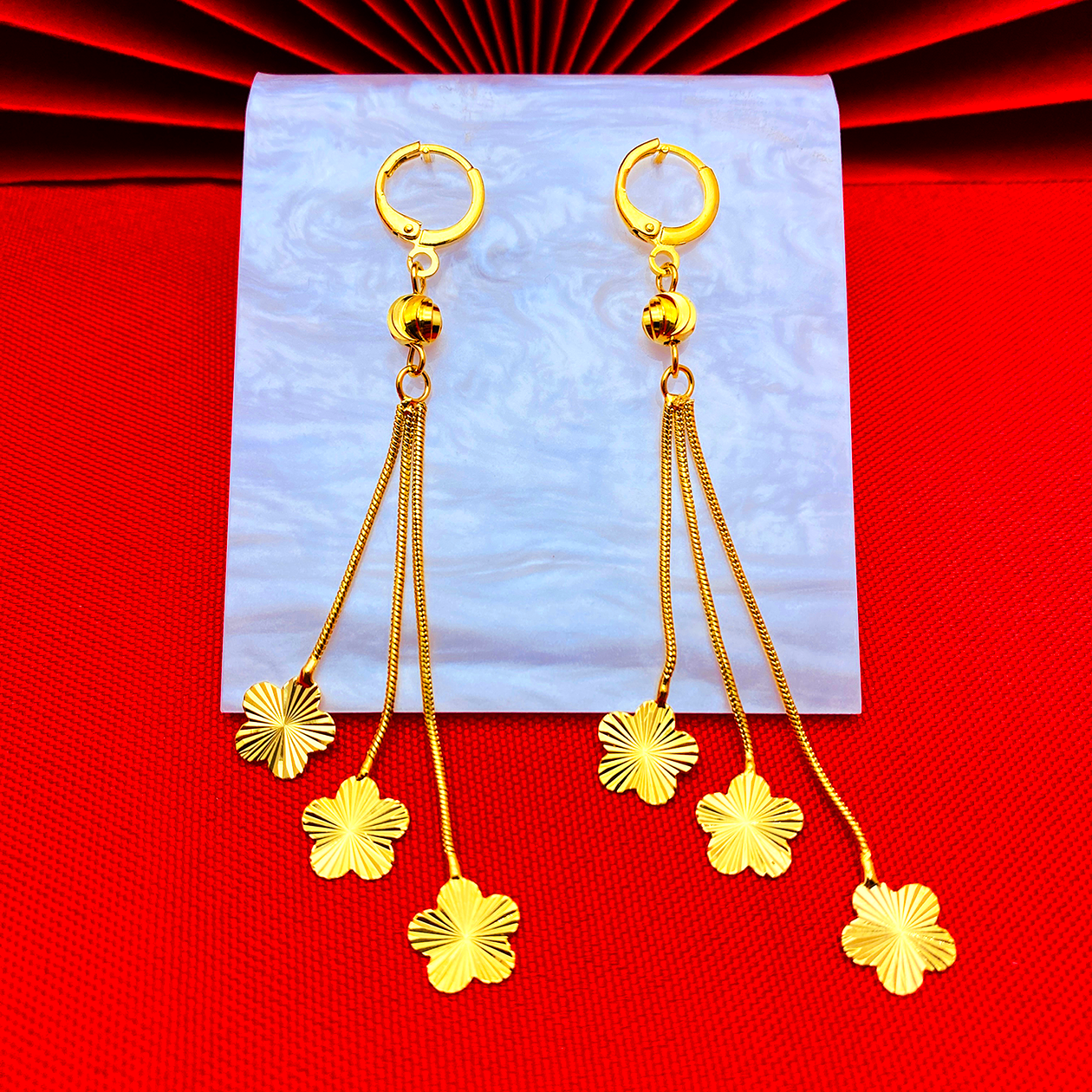 铜合金耳饰 【三花流苏耳环】耳饰气质时尚复古百搭女款耳扣耳环