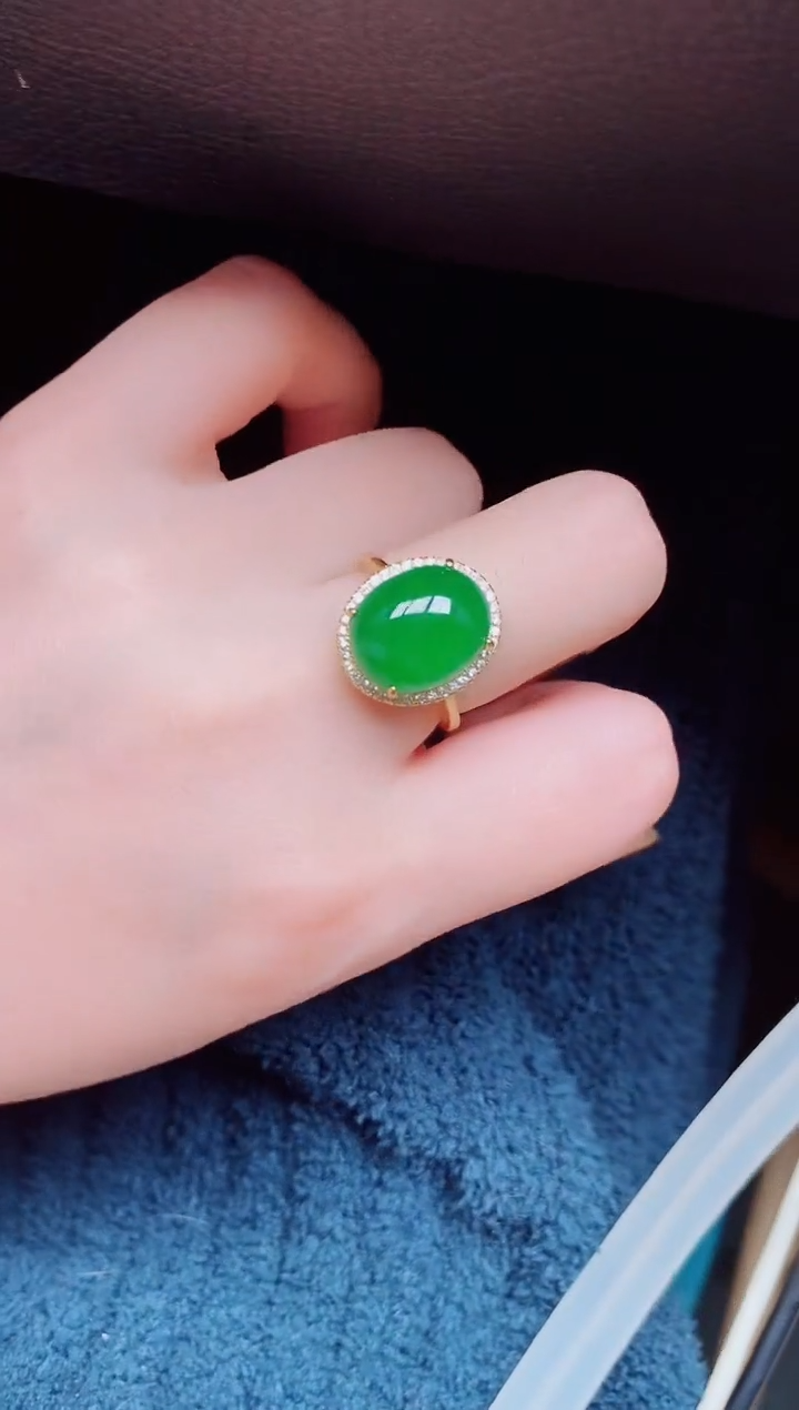 【闪购商品】翡翠戒指银S925镶嵌天然a货翡翠450