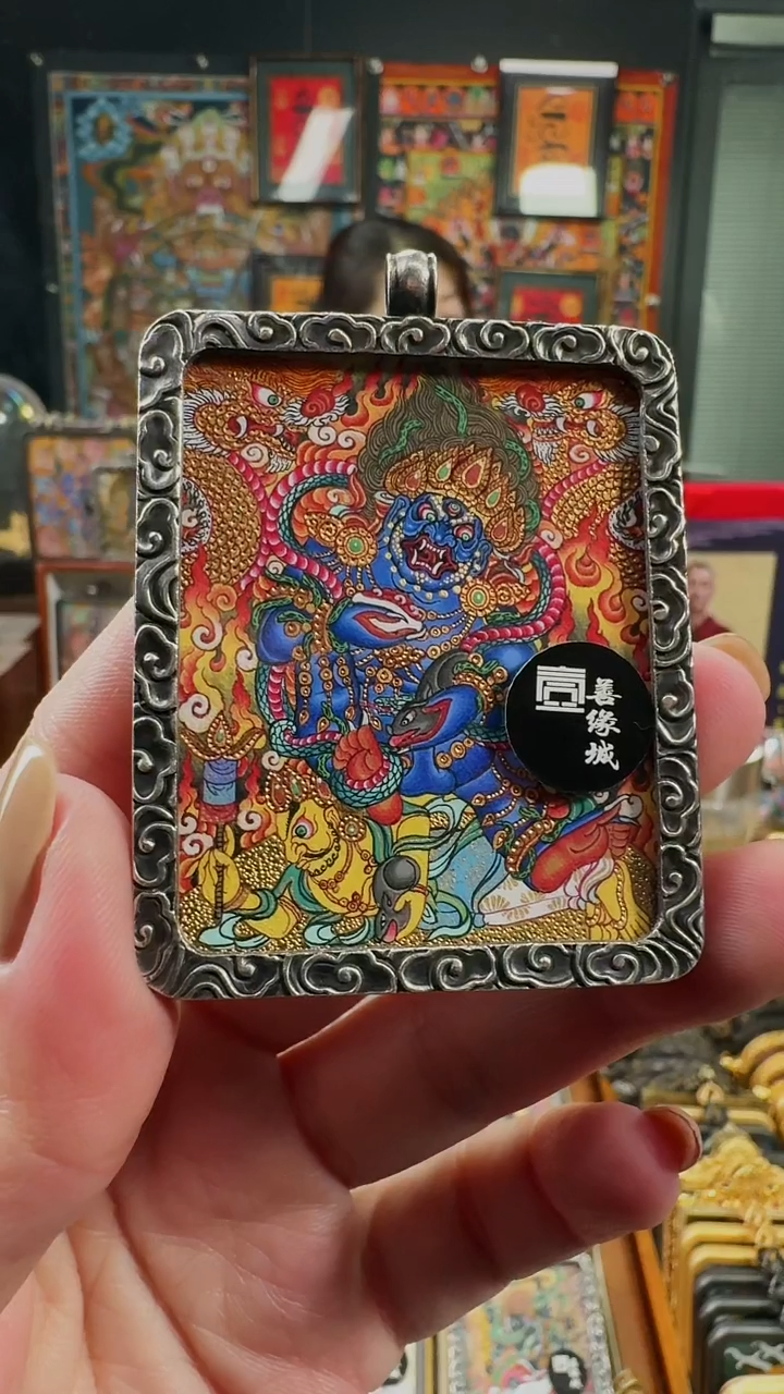 吊坠 壹善缘城手绘唐卡黑C