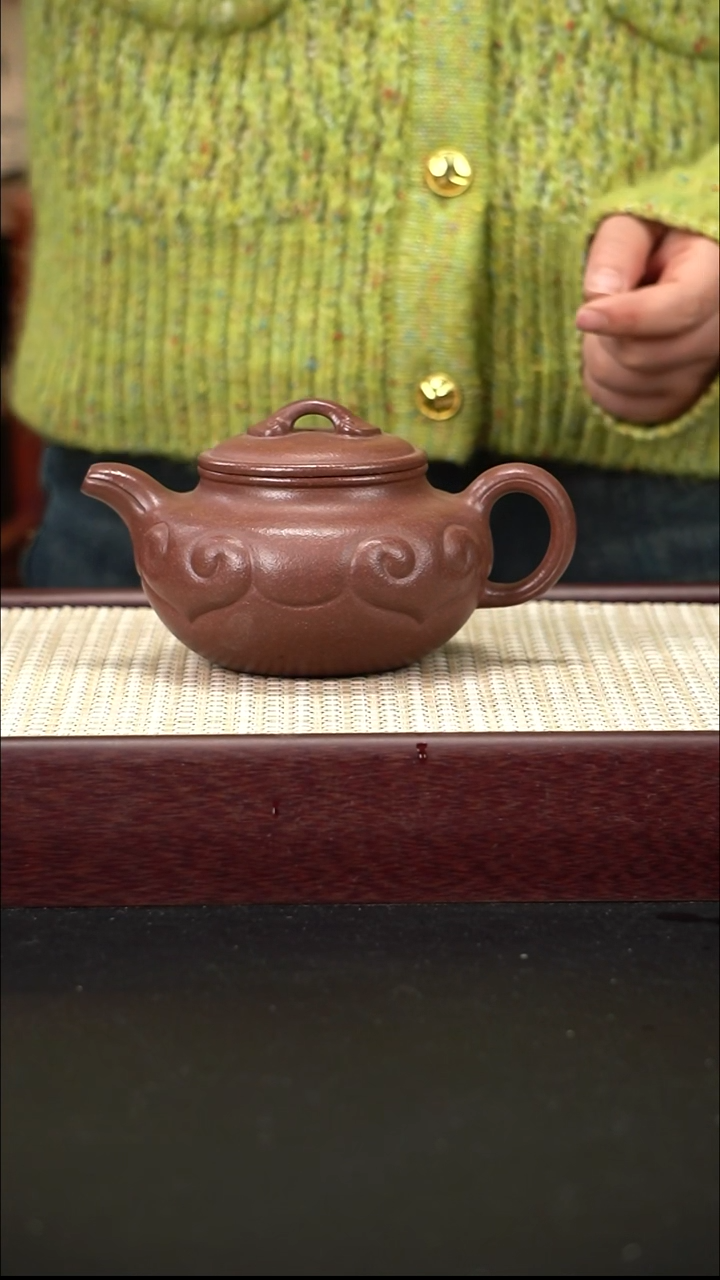 茶壶紫砂桃花泥 仿古如意
