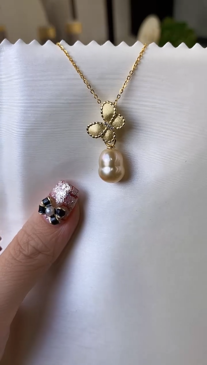 【闪购商品】海水珍珠吊坠(赠链)银S925镶嵌9-10海水珍珠吊坠