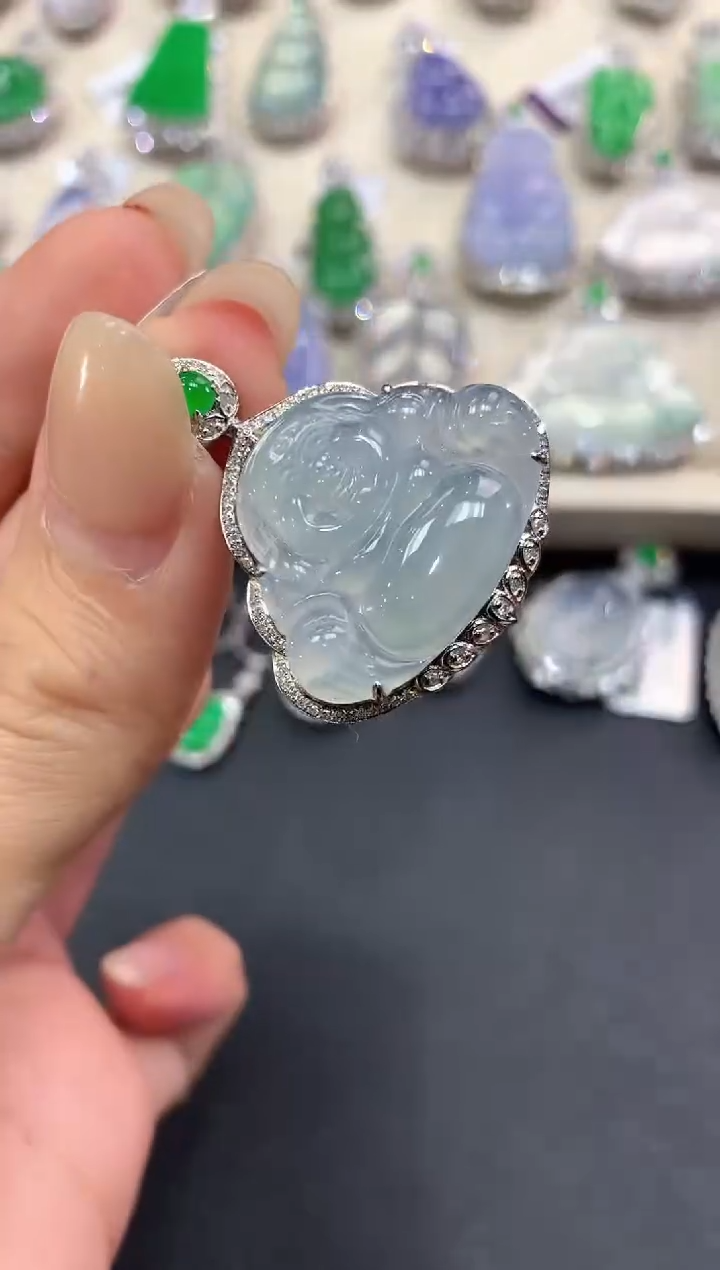 【闪购商品】翡翠吊坠(不含链)18K金镶嵌a211        