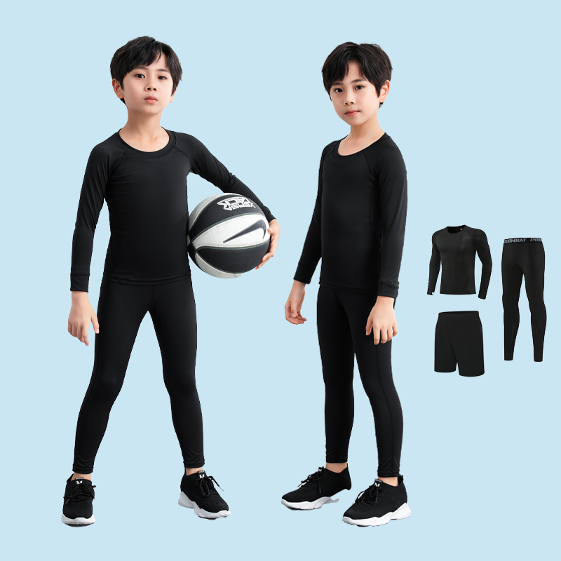 儿童紧身衣训练服速干衣男童秋冬篮球足球打底运动健身服套装男孩