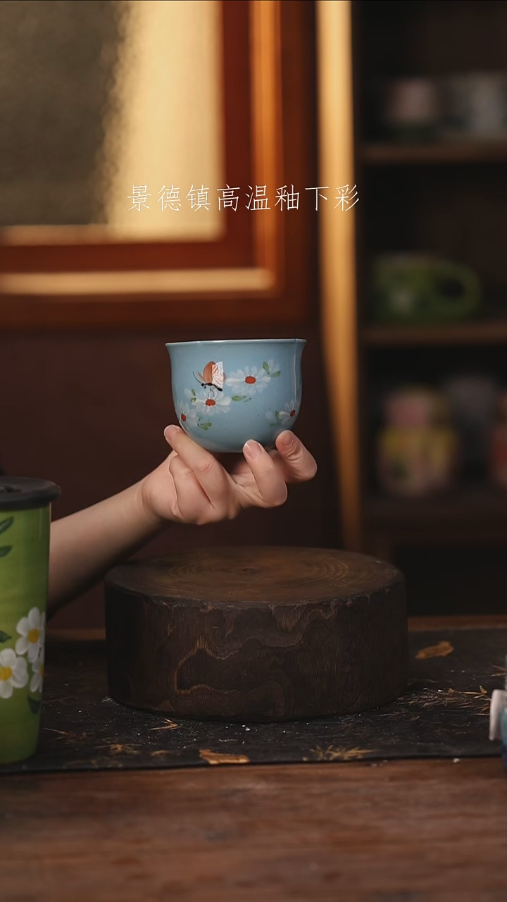 陶瓷景德镇高温釉下手绘陶瓷@L668@