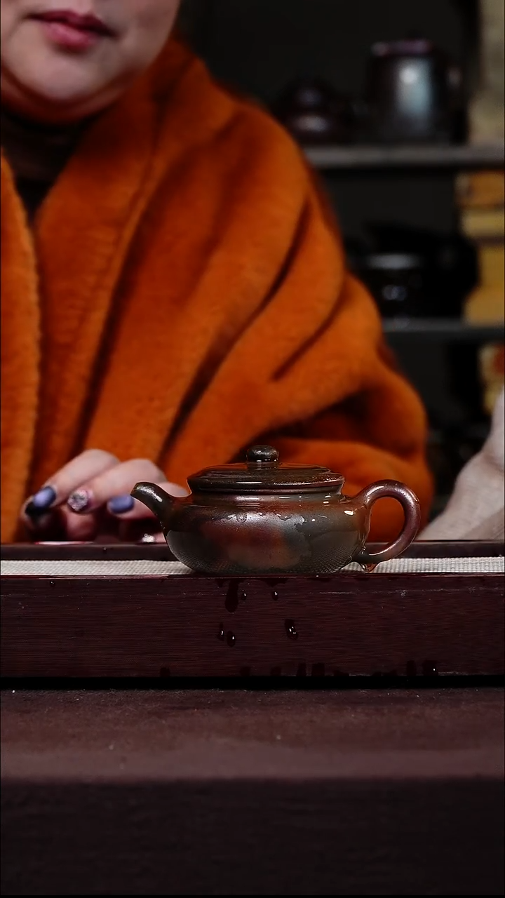 茶壶紫砂宜兴紫砂GFY 柴烧 扁腹 