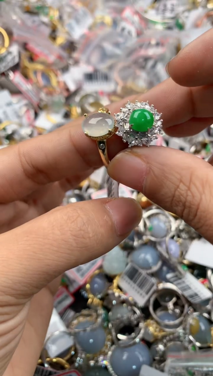 银S925镶嵌戒指翡翠777----8