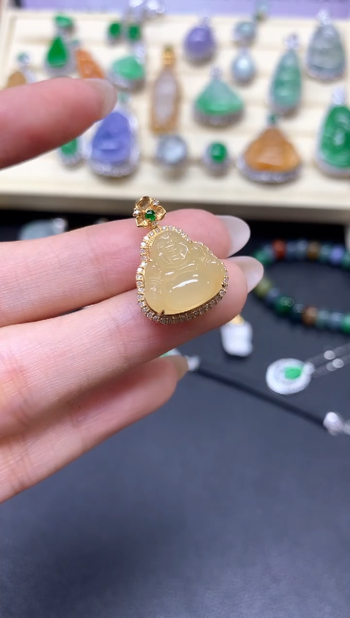 【闪购商品】翡翠吊坠(不含链)18K金镶嵌吊坠|4150+415