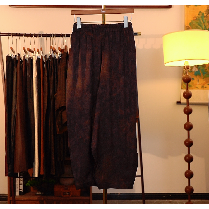 【琴韵流泉-香云纱直筒裤】中式重工香云纱直筒裤4631