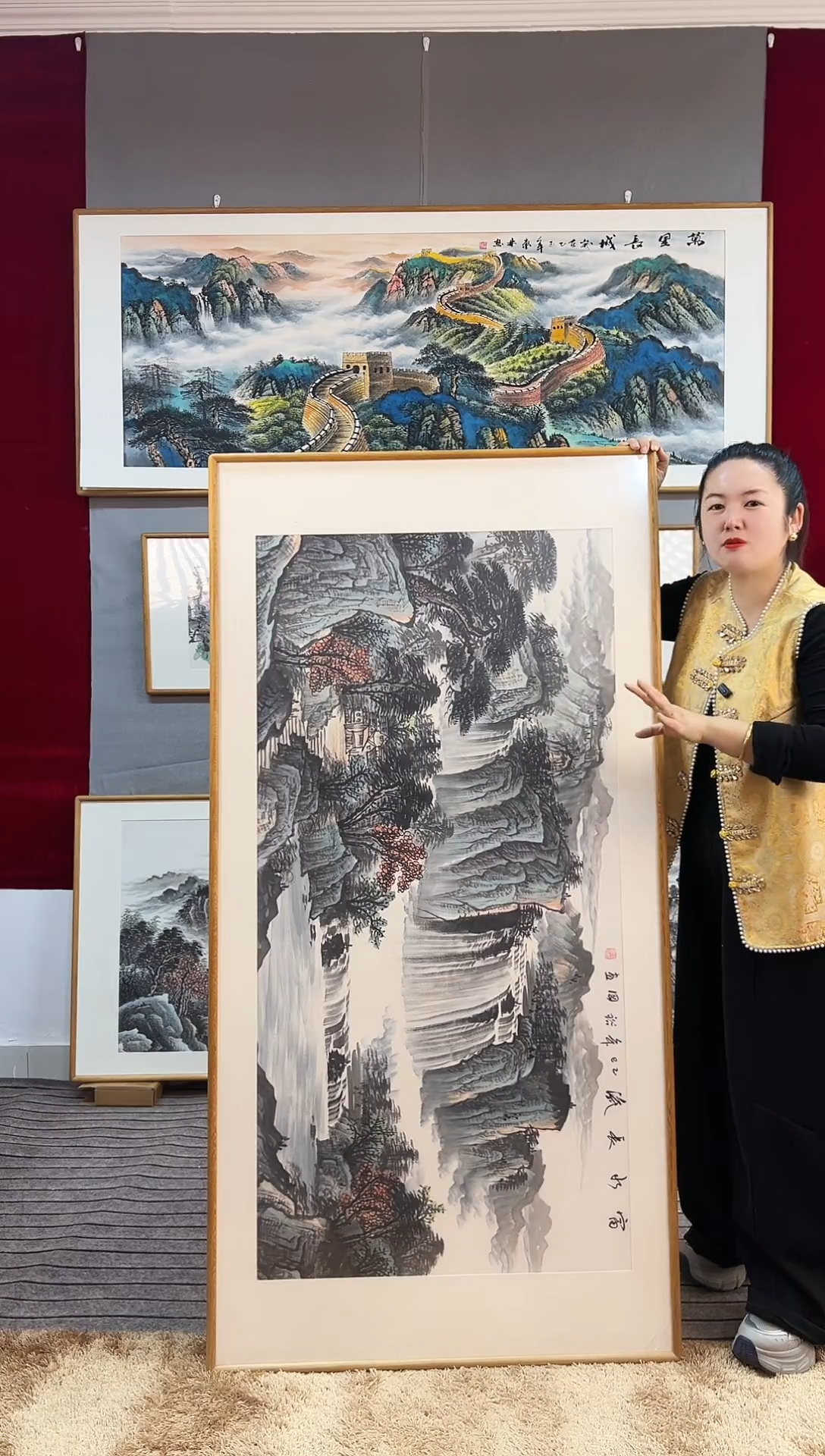 国画手绘山水162*82尺寸
