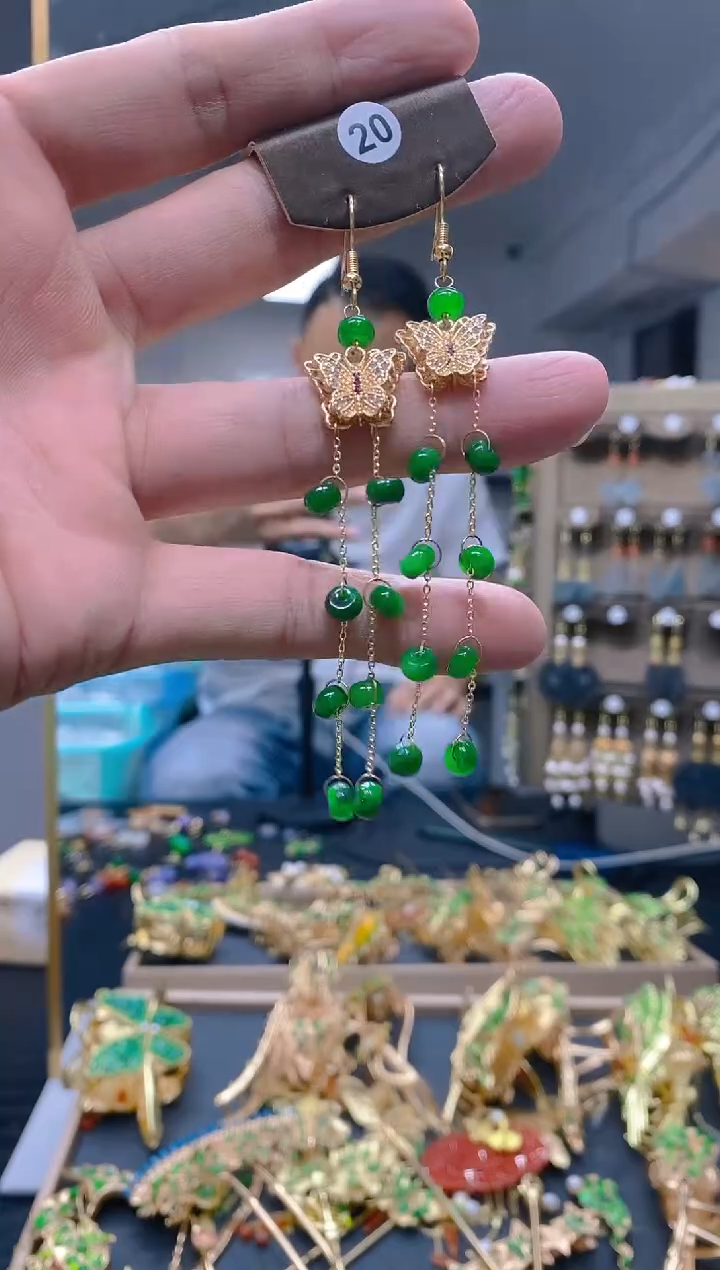 【闪购商品】翡翠耳饰合金073翡翠耳钩