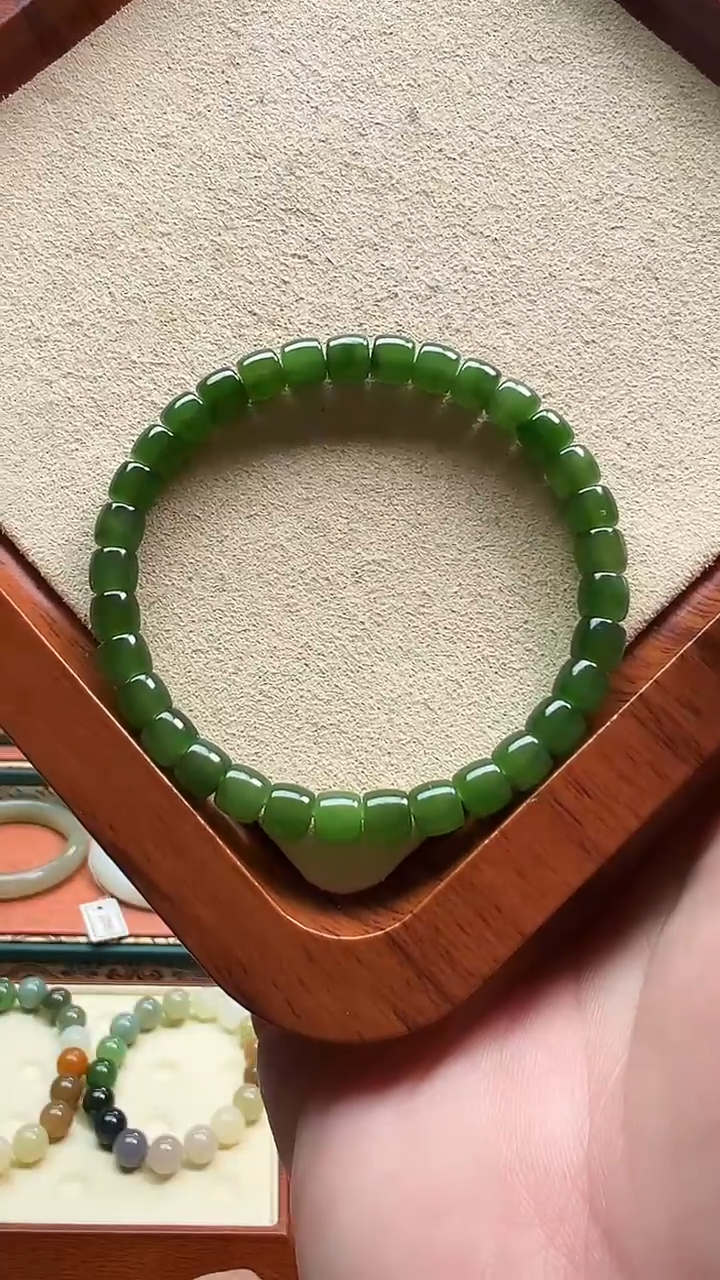 未镶嵌手串和田玉6mm左右碧玉直切单圈