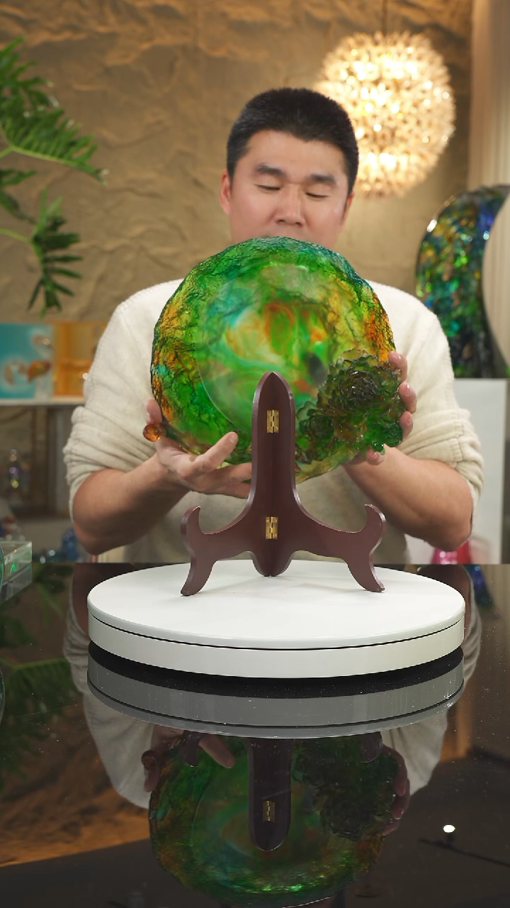 【闪购商品】摆件设计款如意牡丹果盘摆件带支架28号