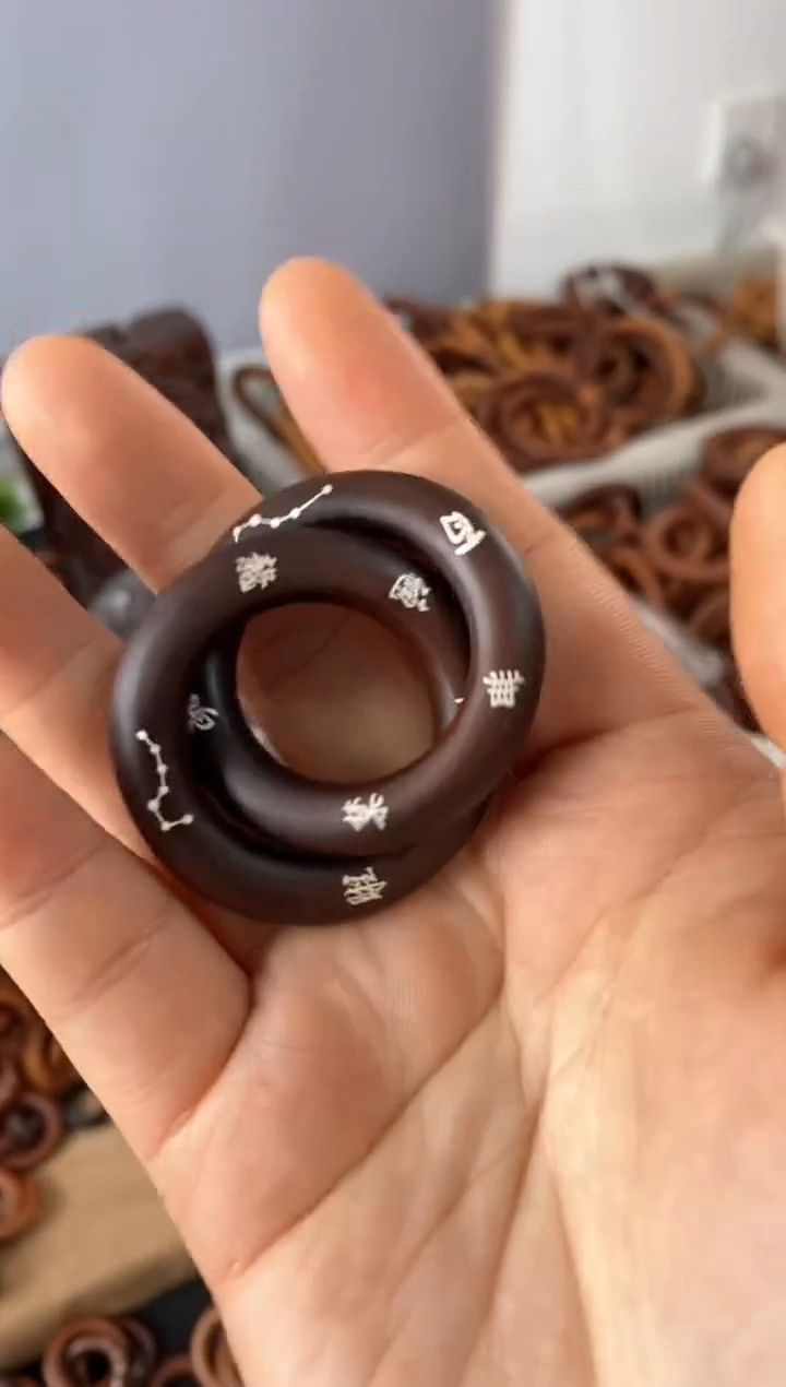 【闪购商品】枣木玉化镶嵌银百无禁忌小乾坤圈包邮到家