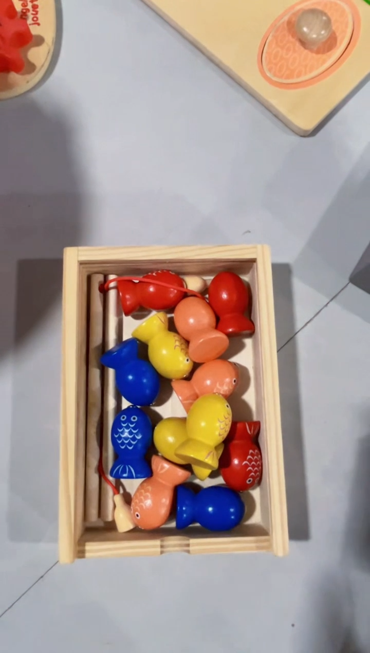 木实木钓鱼玩具-