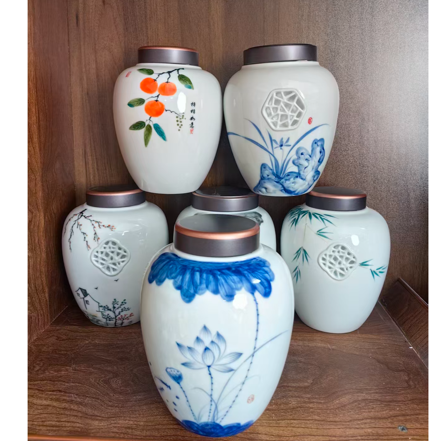 仿古瓷 A059不固定景德镇制陶瓷茶叶罐一件