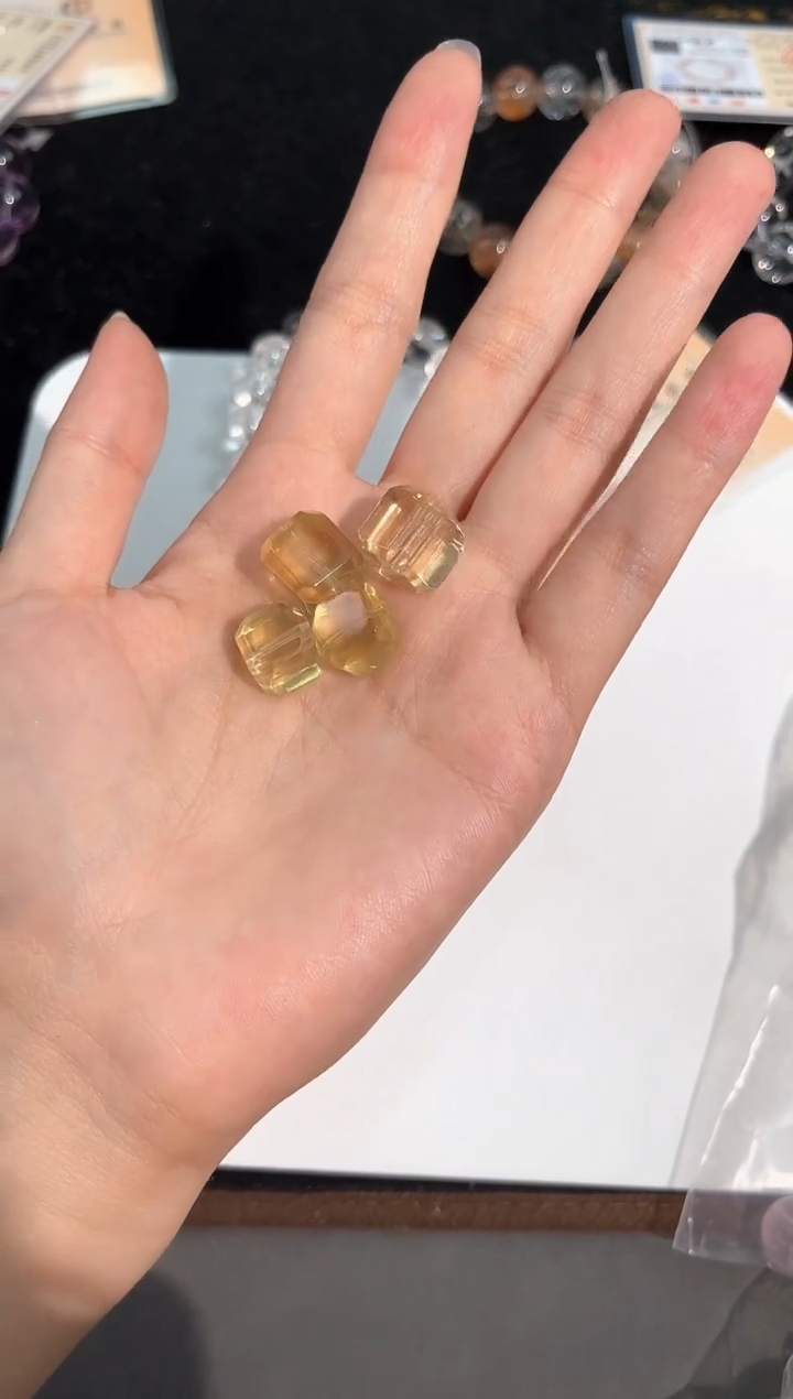 水晶手链未镶嵌41号黄水方糖单颗配件