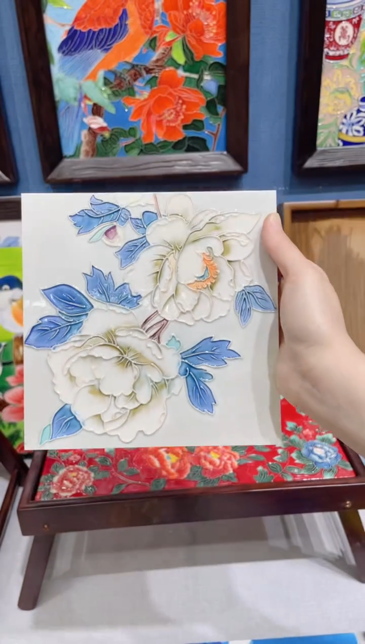 【闪购商品】瓷片20*20cm单瓷片青花牡丹