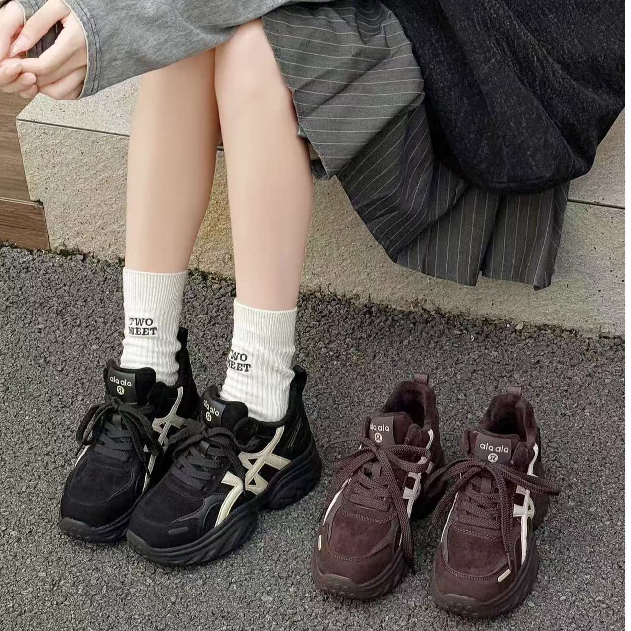 289新款厚底加绒老爹鞋