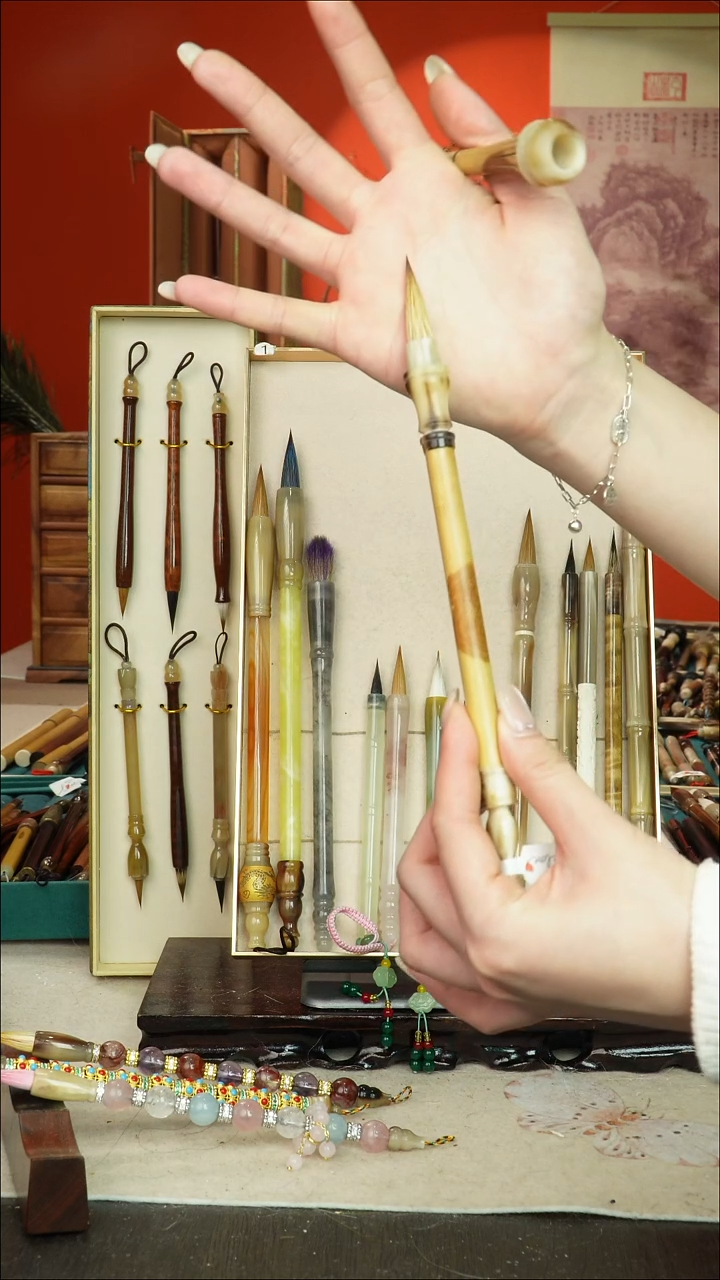 51号闪孤品高货毛笔链接 清水试笔 蘸墨不退