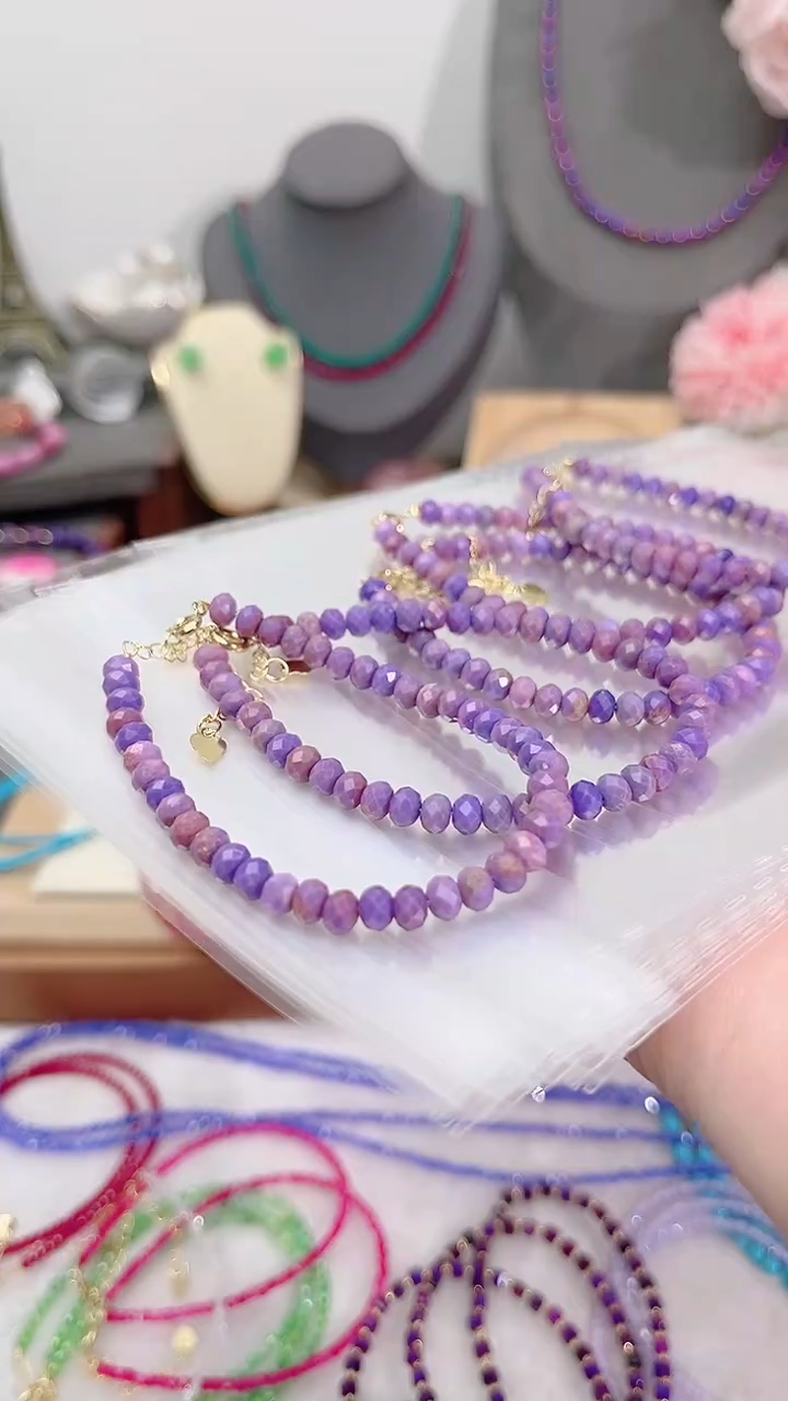 苏纪石（舒俱来）银S925镶嵌手链算盘刻紫89