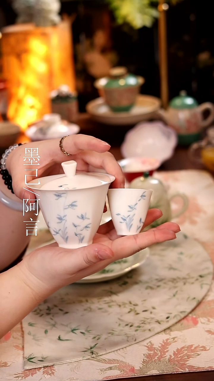 青花玉兰一碗四杯 哈哈哈