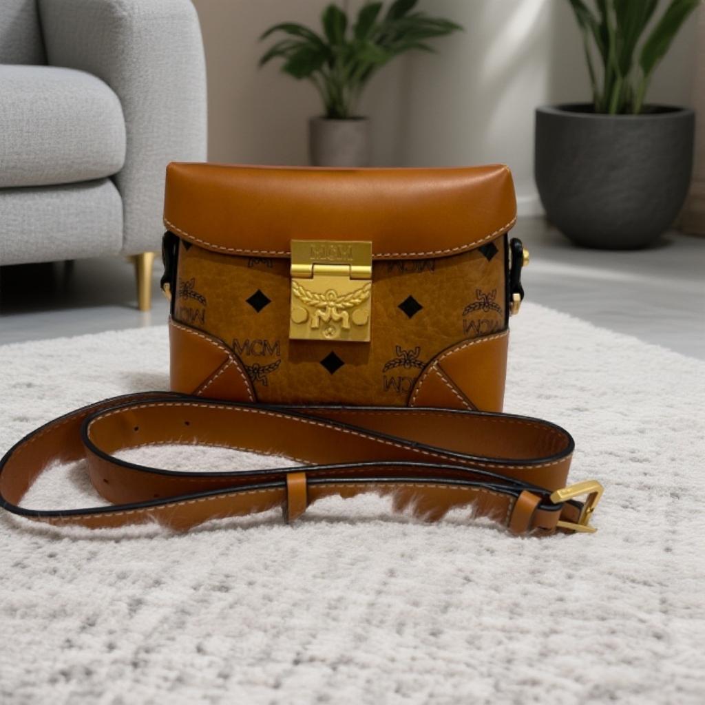 95新 MCM MCM斜挎腰包两用盒子包014798