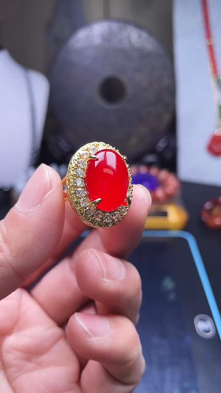 合金戒指玛瑙/玉髓天然珠宝女戒鸽子蛋【多样性拍一发一】