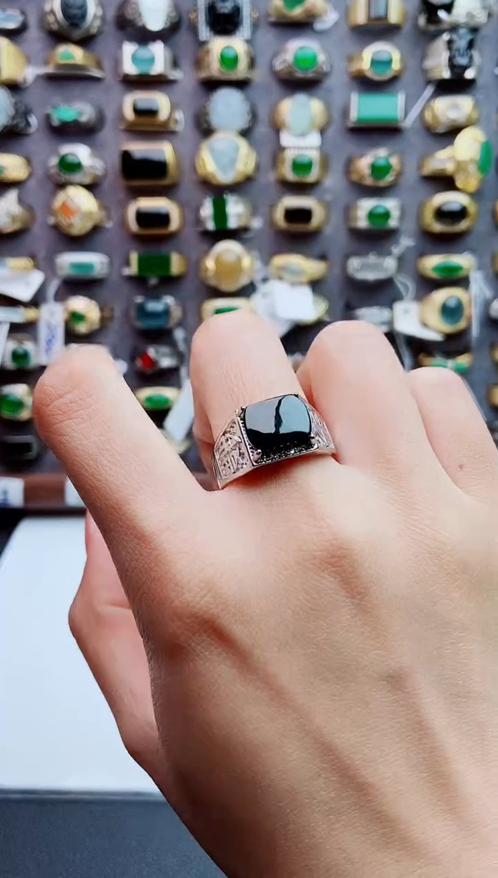 未镶嵌戒指翡翠天然翡翠男戒