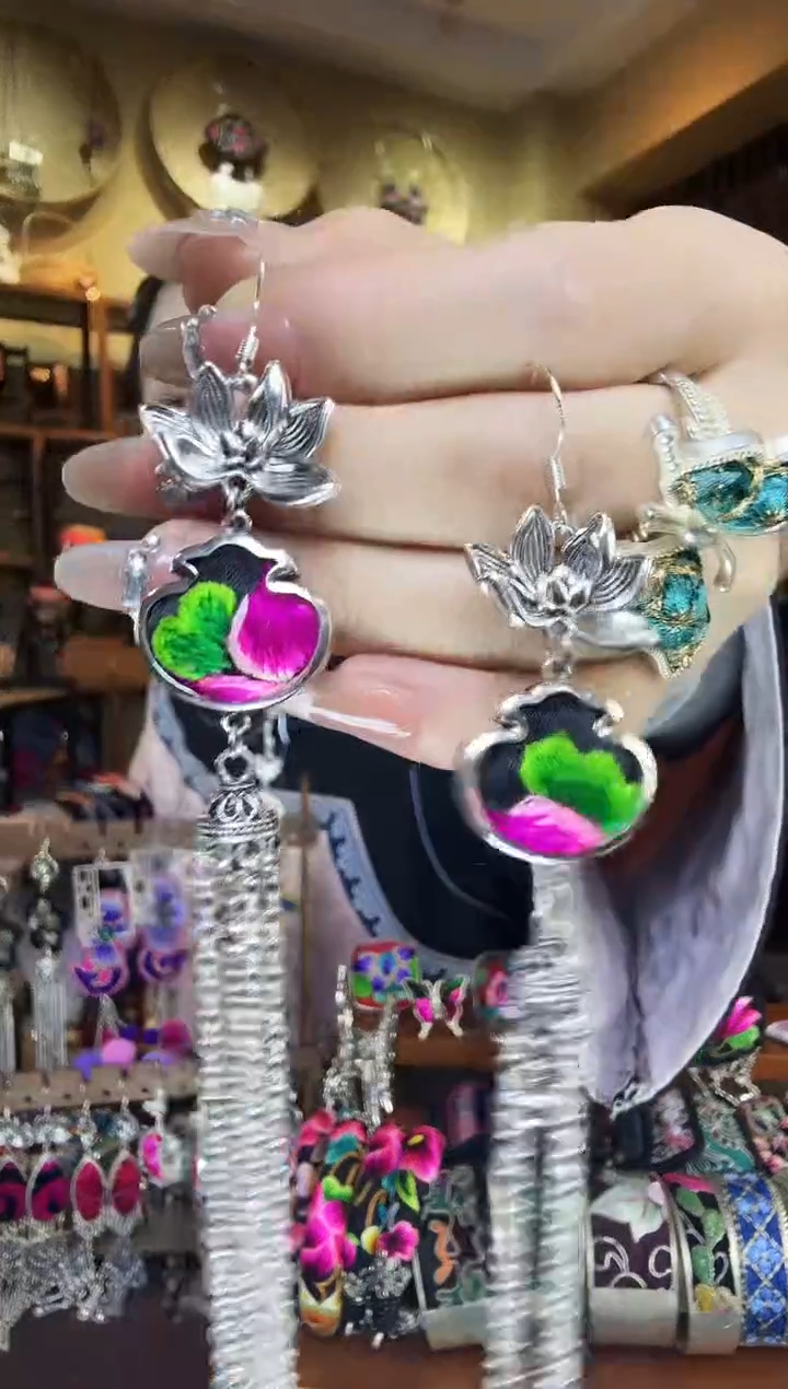 刺绣非遗刺绣民族风耳环