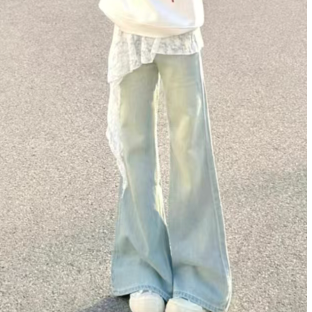 891-900   时尚女裤  商家编码复古直筒时尚春季百搭水洗设计感