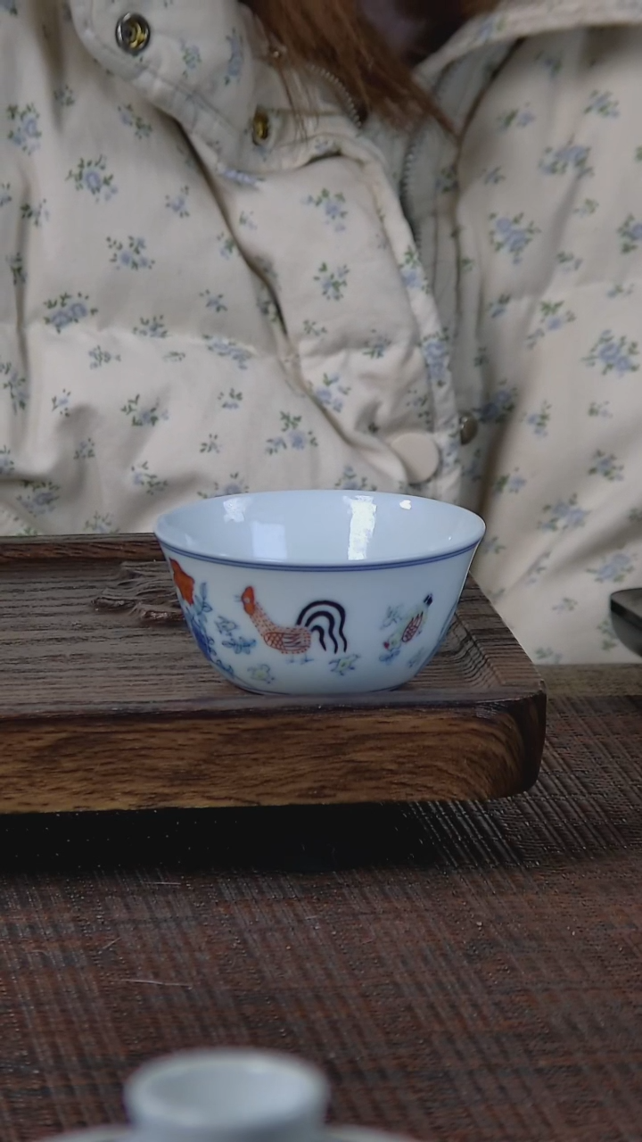 【闪购商品】折葵非器手工手绘斗彩鸡缸杯