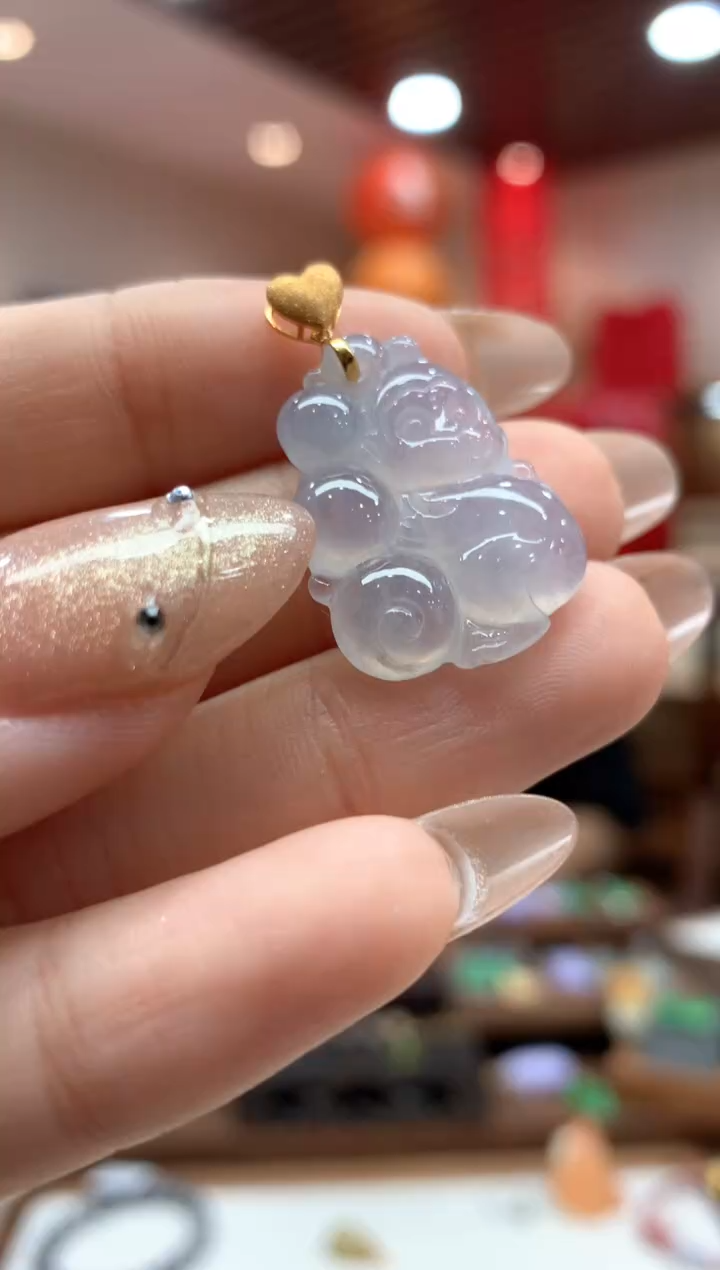 【闪购商品】翡翠吊坠(不含链)18K金镶嵌猴子